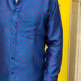 Bandhani Dot Mens' Silk Shirt in Navy