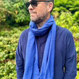 Mens Scarf 100% Wool in Cobalt Blue