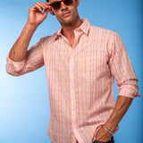 Jaipur Jive Mens' Organic Shirt in White and Coral