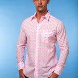 Palm Mens' Organic Cotton Shirt in White and Neon Pink