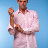 Palm Mens' Organic Cotton Shirt in White and Neon Pink