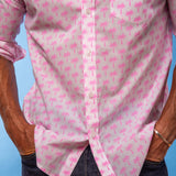 Palm Mens' Organic Cotton Shirt in White and Neon Pink