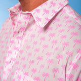 Palm Mens' Organic Cotton Shirt in White and Neon Pink