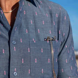 Diamonds in the Sky Mens' Cotton Shirt in Blue