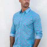 Frangipalmi Mens' Cotton Shirt in Turquoise