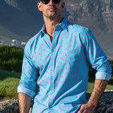 Frangipalmi Mens' Cotton Shirt in Turquoise