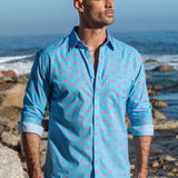 Frangipalmi Mens' Cotton Shirt in Turquoise