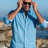 Frangipalmi Mens' Cotton Shirt in Turquoise