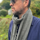 Mens Scarf 100% Wool in Grey Melange