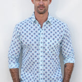 Hungry Eyes Mens' Cotton Shirt in Light Blue