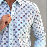 Hungry Eyes Mens' Cotton Shirt in Light Blue