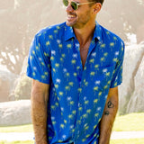 La Plage Short Sleeved Mens' Shirt in Blue