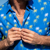 La Plage Short Sleeved Mens' Shirt in Blue