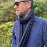 Mens Scarf 100% Wool in Navy