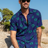 Palm Springs Mens' Short Sleeved Shirt in Blue