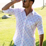 Pink Palm Mens' Cotton Shirt in Pink