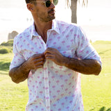 Pink Palm Mens' Cotton Shirt in Pink