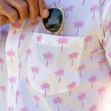 Pink Palm Mens' Cotton Shirt in Pink