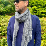 Mens Diamond Print Scarf in Wool Silk