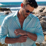 Palm Grove Mens' Organic Shirt in Aqua