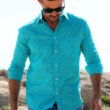 Seascape Mens' Organic Cotton Shirt in Aqua