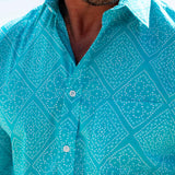 Seascape Mens' Organic Cotton Shirt in Aqua