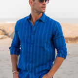 Lucked Up Mens' Cotton shirt in Blue