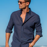 Dish Dash Dot Mens' Cotton Shirt in Navy