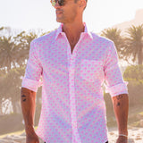 Palm Mens' Organic Cotton Shirt in White and Neon Pink