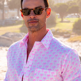 Palm Mens' Organic Cotton Shirt in White and Neon Pink