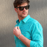 Seascape Mens' Organic Cotton Shirt in Aqua