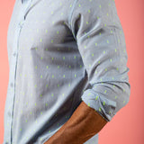 Electro Dots Mens' Cotton Shirt Blue