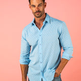 Sky Dots Mens' Cotton shirt in Blue