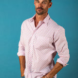 Big Fans Mens' Organic Cotton shirt in White and Pink