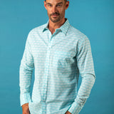 Palm Grove Mens' Organic Shirt in Aqua