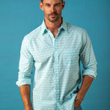 Palm Grove Mens' Organic Shirt in Aqua