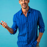 Lucked Up Mens' Cotton shirt in Blue