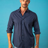 Dish Dash Dot Mens' Cotton Shirt in Navy