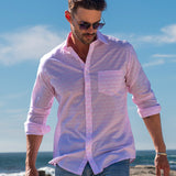 Palm Grove Mens' Organic Shirt in Light Pink