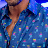 Digital Disco Mens' Organic Cotton Shirt in Blue