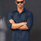 Plain Poplin Mens' Organic Cotton Shirt in Navy