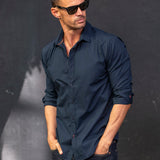 Plain Poplin Mens' Organic Cotton Shirt in Navy