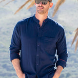 Twice as Nice Mens' Cotton Shirt in Navy