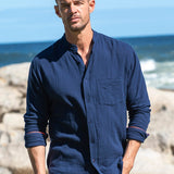 Twice as Nice Mens' Cotton Shirt in Navy