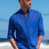 Island Breeze Mens' Cotton Shirt in Blue